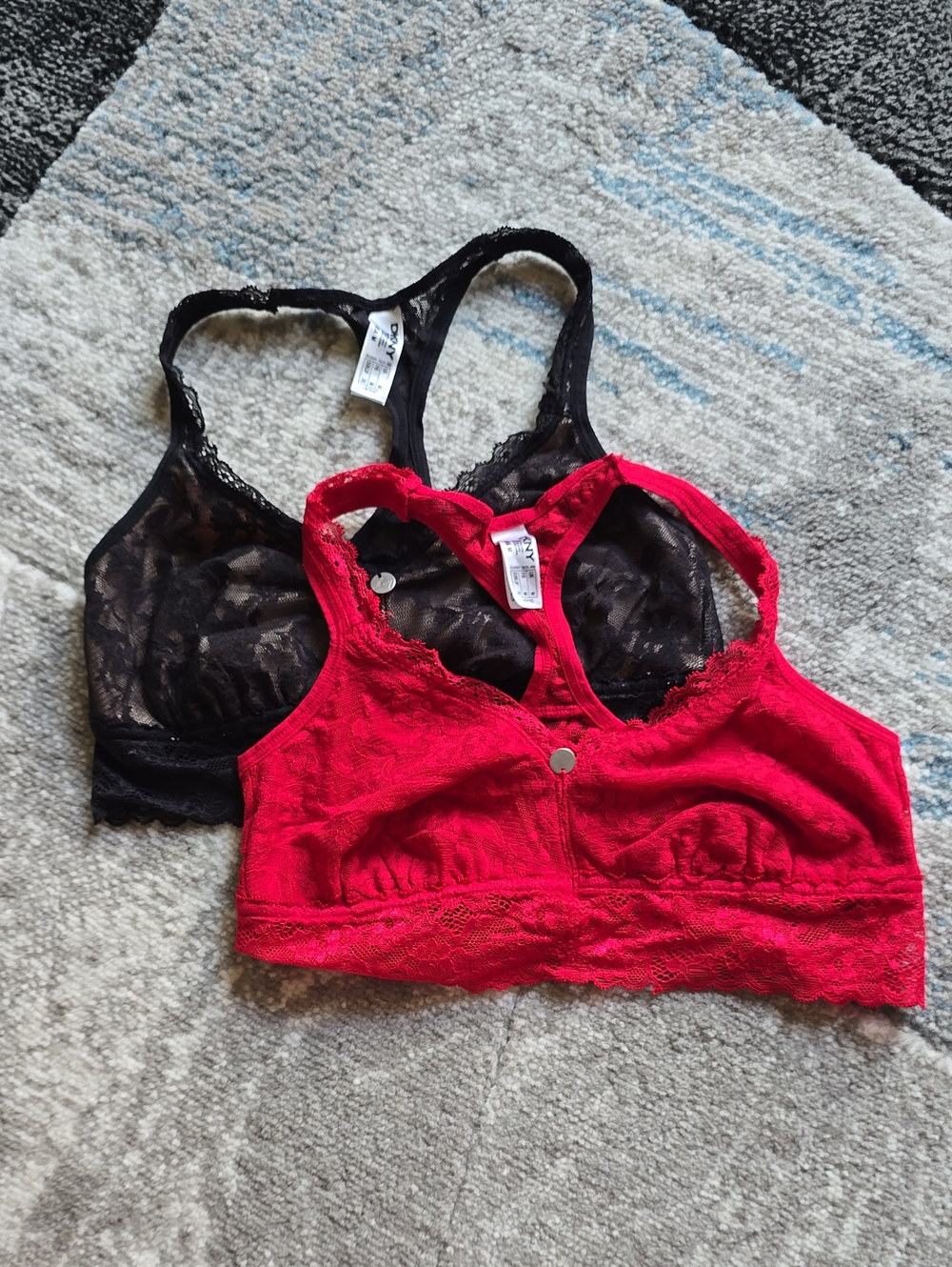 DKNY Lace Racerback Bralette - Red & Black